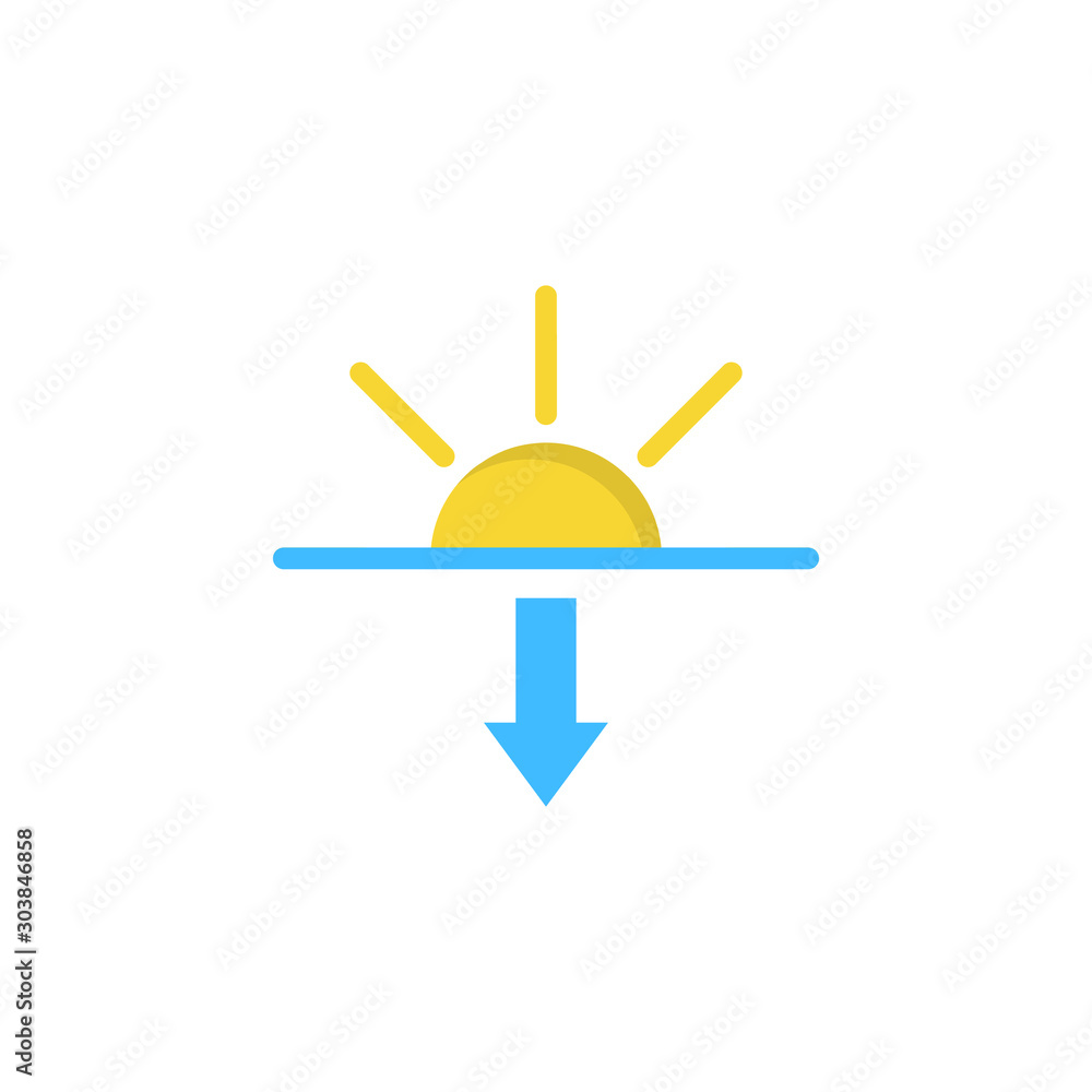 Poster sun sunset icon. simple line, outline vector of two color weather icons for ui and ux, website or mo