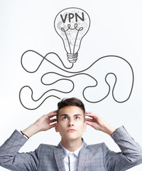 Business, technology, internet and network concept. The young entrepreneur had the keyword: VPN