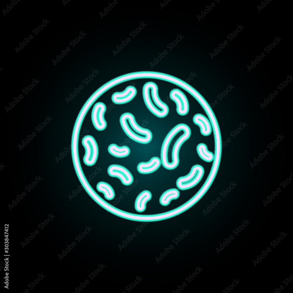 Poster bacteria neon icon. simple thin line, outline vector of bacteria icons for ui and ux, website or mob