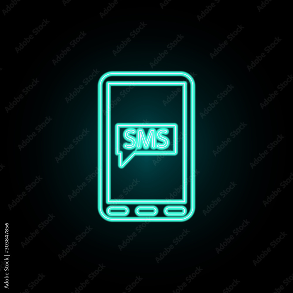 Aufkleber message on the smart phone neon icon. simple thin line, outline vector of web icons for ui and ux, w