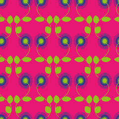 Colorful retro flowers pattern print background design