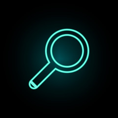 Magnifier neon icon. Simple thin line, outline vector of web icons for ui and ux, website or mobile application