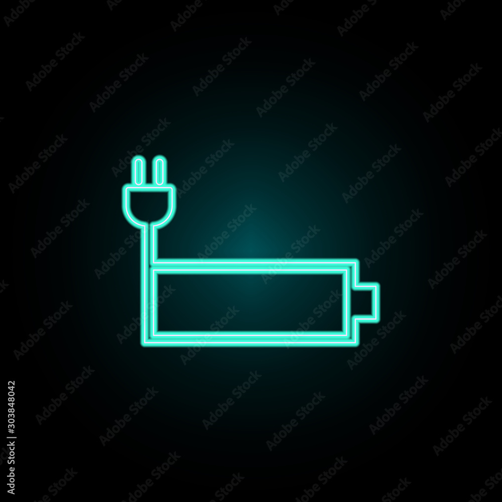 Aufkleber battery charge neon icon. simple thin line, outline vector of web icons for ui and ux, website or mo