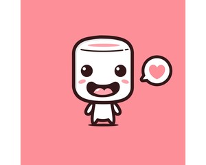 CUTE MARSHMALLOWS MASCOT PINK SIMPLE DESIGN VECTOR