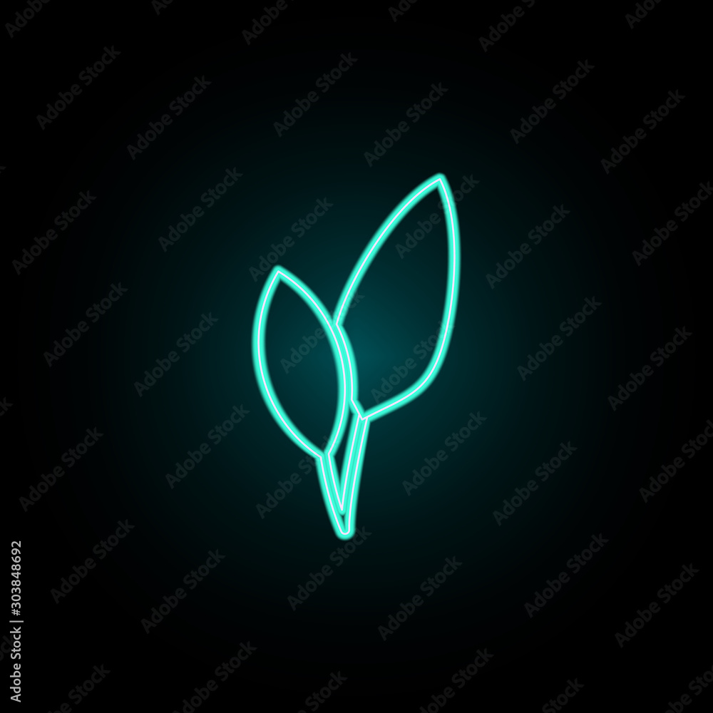 Poster leaves of a plant neon icon. simple thin line, outline vector of web icons for ui and ux, website or