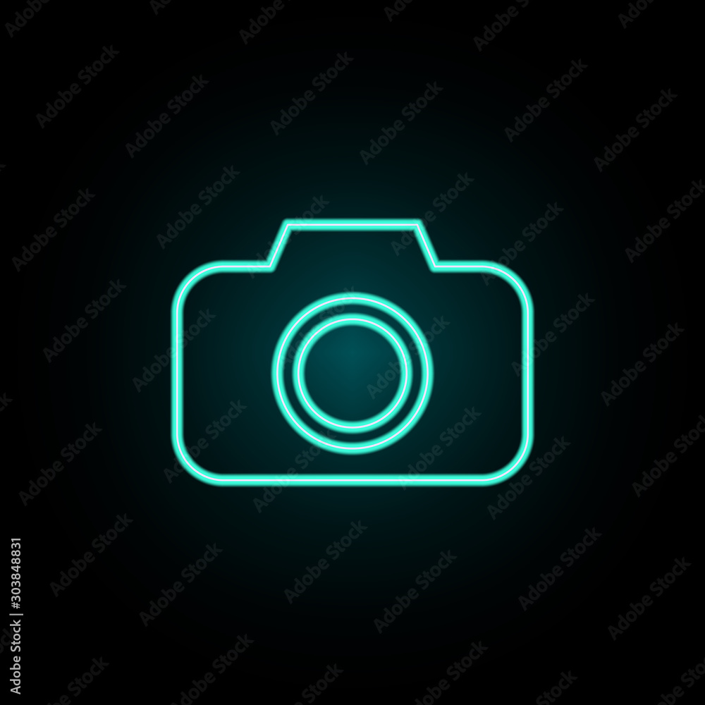 Aufkleber camera neon icon. simple thin line, outline vector of web icons for ui and ux, website or mobile app