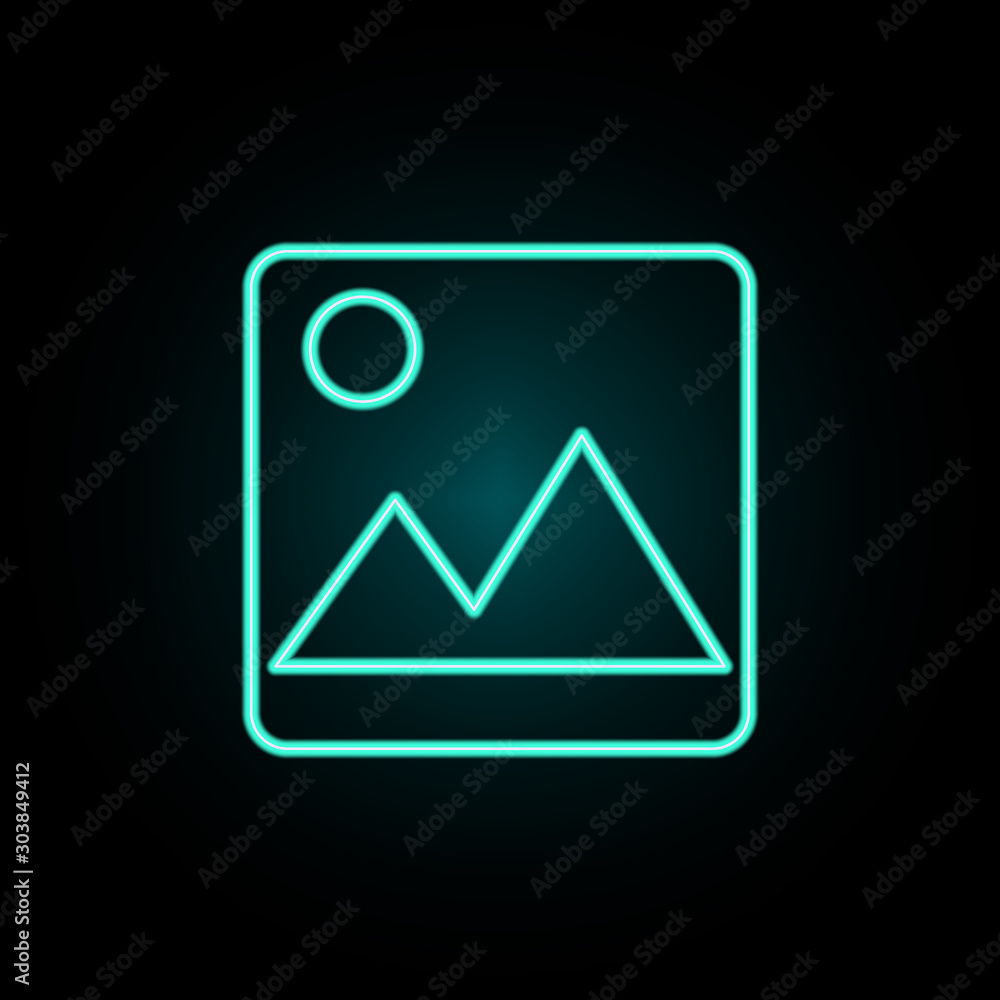 Poster photo gallery sign neon icon. simple thin line, outline vector of web icons for ui and ux, website o