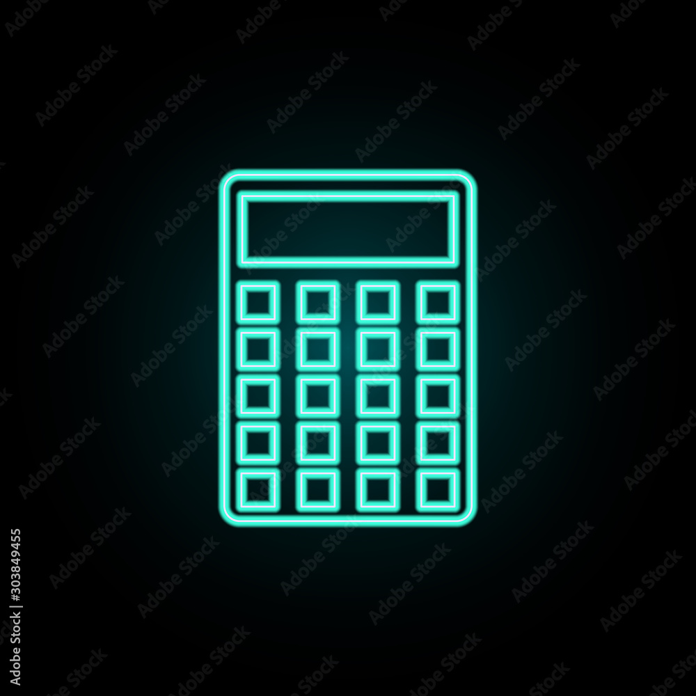 Poster calculator neon icon. simple thin line, outline vector of web icons for ui and ux, website or mobile