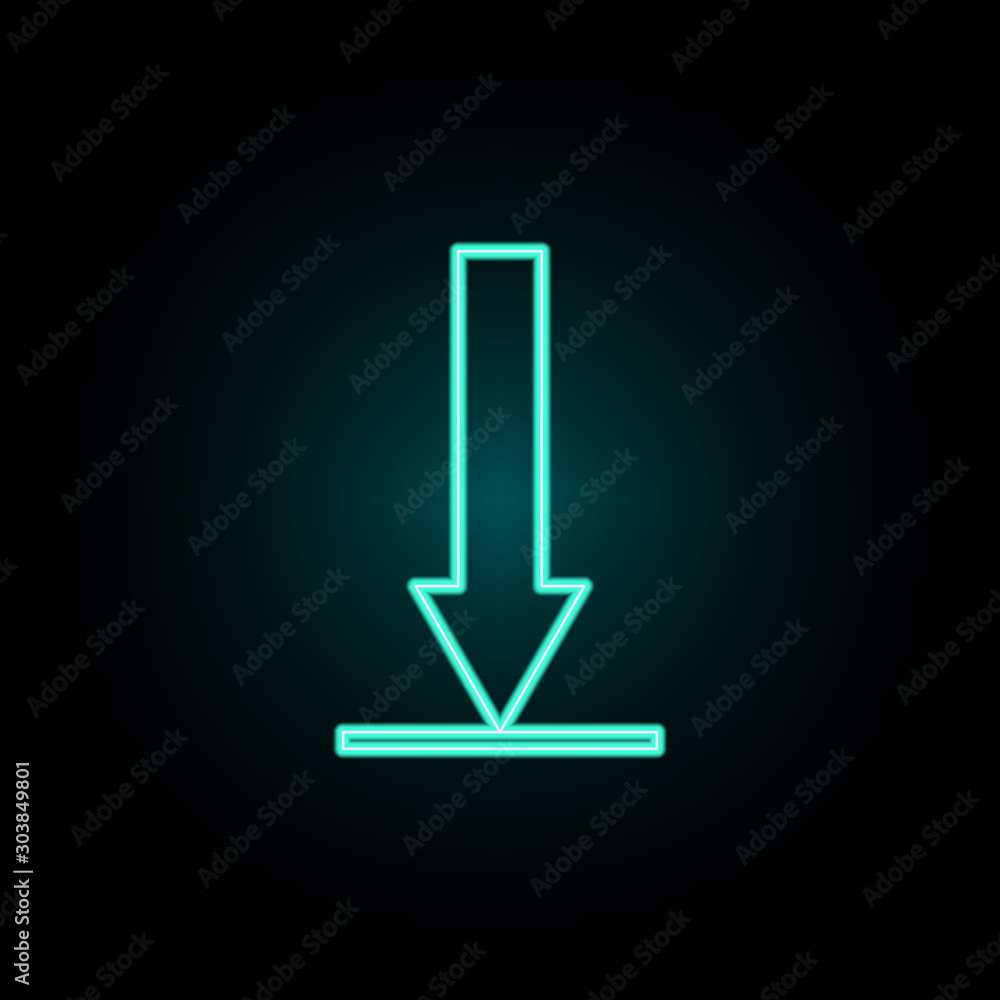 Poster sign download neon icon. simple thin line, outline vector of web icons for ui and ux, website or mob
