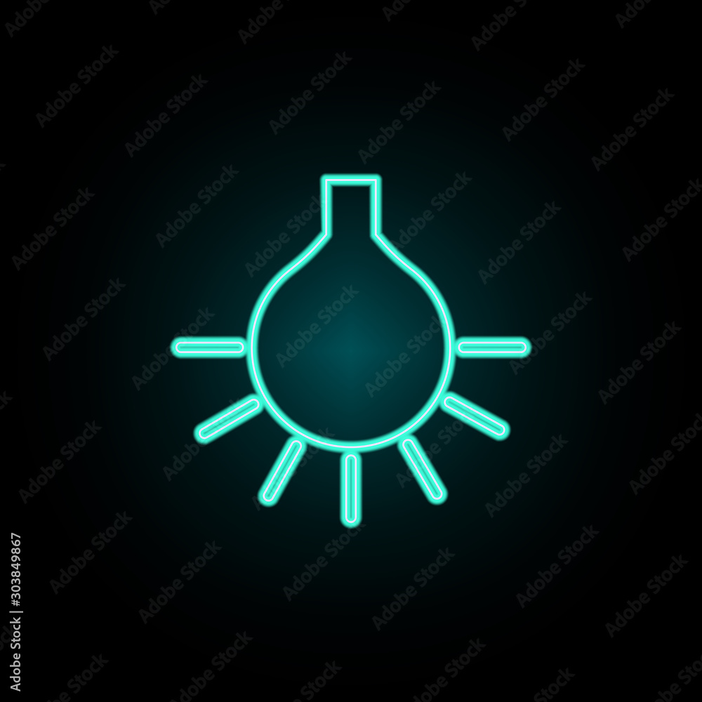 Aufkleber a burning light bulb neon icon. simple thin line, outline vector of web icons for ui and ux, website