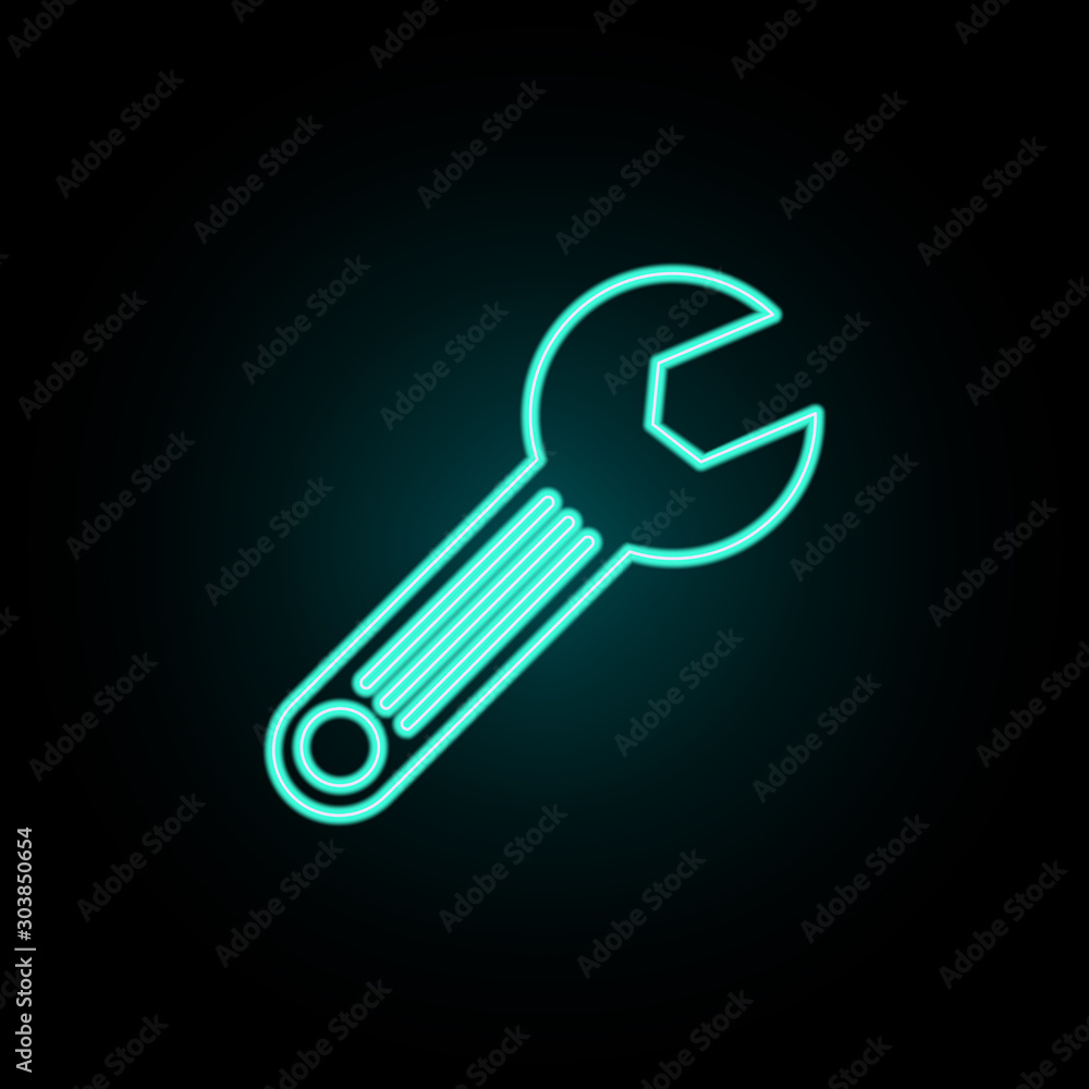 Poster wrench neon icon. simple thin line, outline vector of web icons for ui and ux, website or mobile app