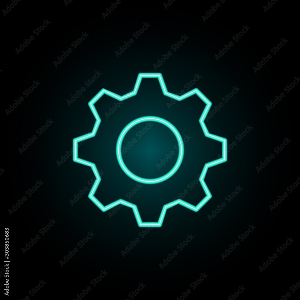 Aufkleber gear neon icon. simple thin line, outline vector of web icons for ui and ux, website or mobile appli