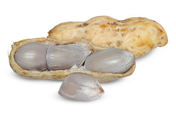 Boiled peanut on white background.