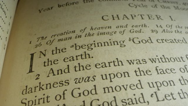 The Book of Genesis Chapter 1:1 creation of the world scripture, & Old Testament Bible leather cover also included. "In the beginning God created the heaven and the earth".  King James Bible KJV.