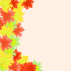 Naklejka na ściany i meble Autumn maple leaves background. Vector illustration. Copy space