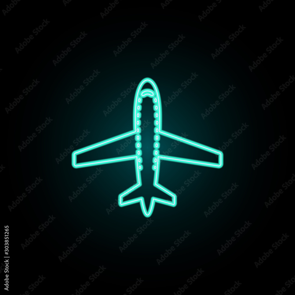 Poster aircraft neon icon. simple thin line, outline vector of web icons for ui and ux, website or mobile a