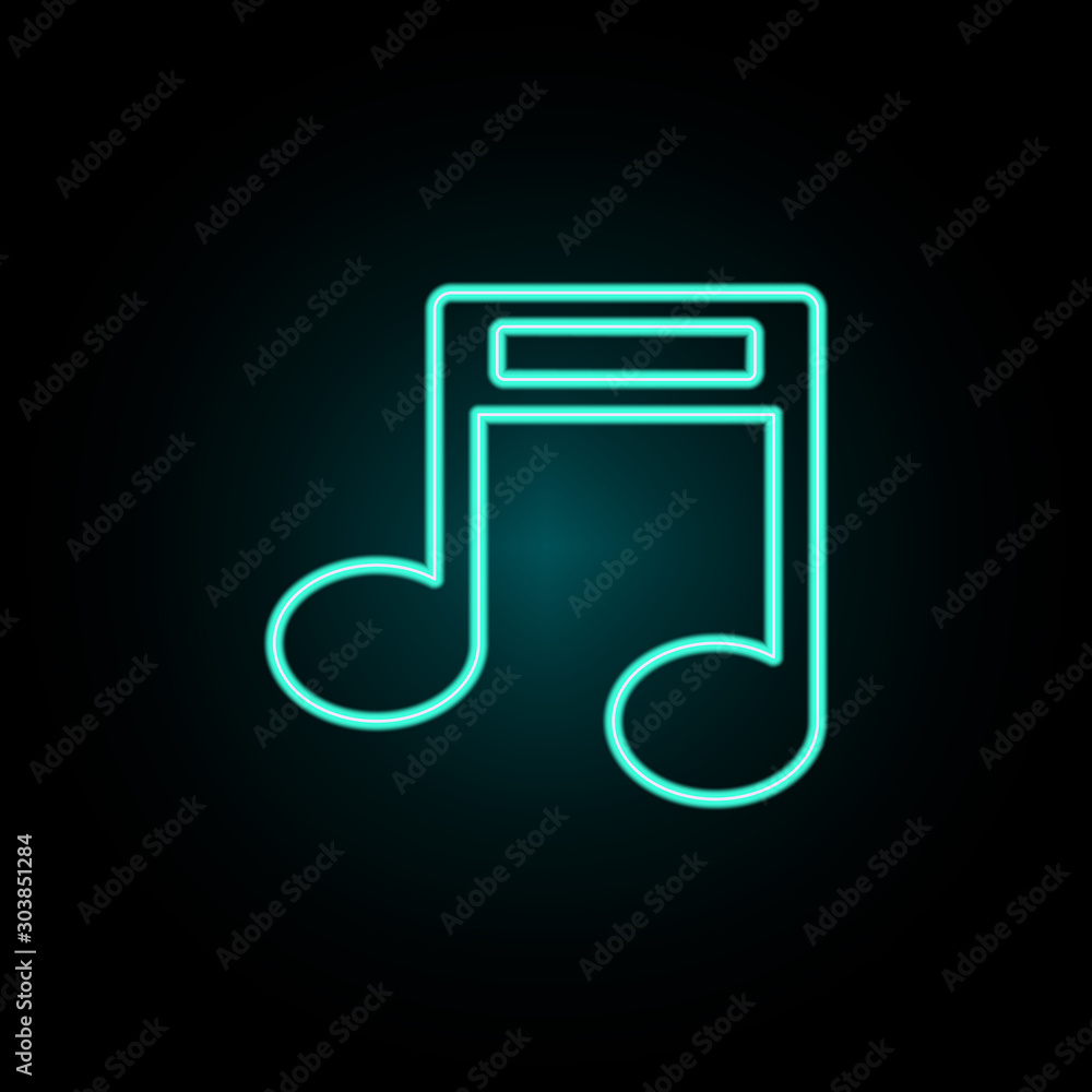 Poster musical note neon icon. simple thin line, outline vector of web icons for ui and ux, website or mobi