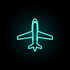 Aircraft neon icon. Simple thin line, outline vector of web icons for ui and ux, website or mobile application
