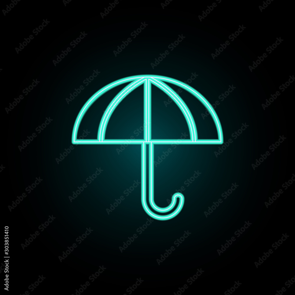 Poster umbrella neon icon. simple thin line, outline vector of web icons for ui and ux, website or mobile a