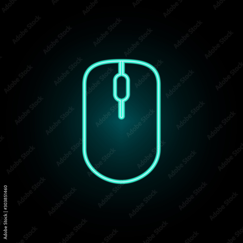 Poster pc mouse neon icon. simple thin line, outline vector of web icons for ui and ux, website or mobile a