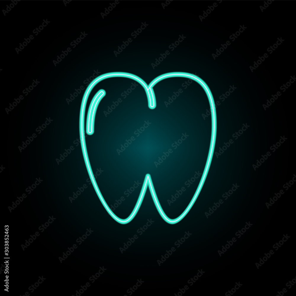 Poster tooth neon icon. simple thin line, outline vector of web icons for ui and ux, website or mobile appl
