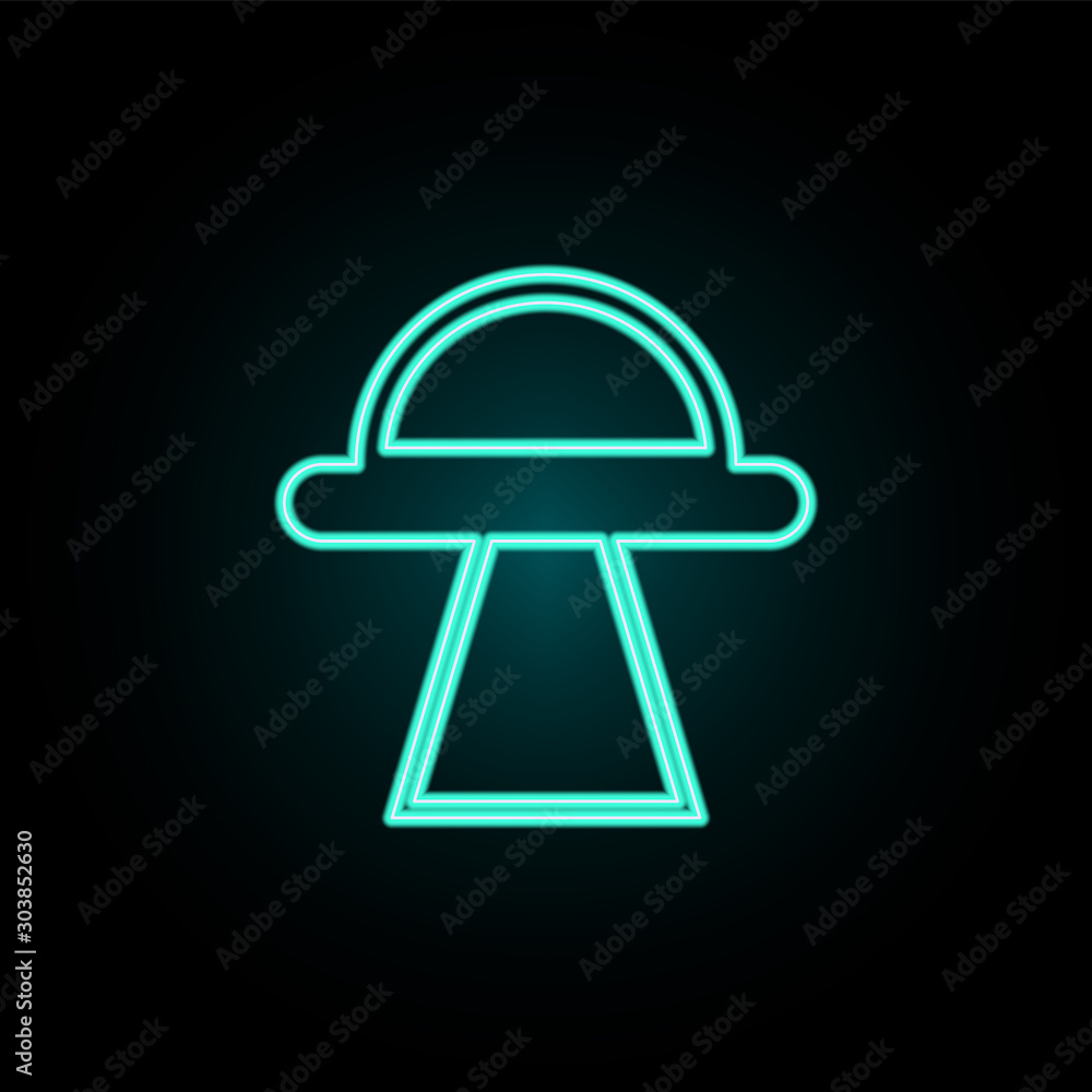 Poster ufo neon icon. simple thin line, outline vector of web icons for ui and ux, website or mobile applic