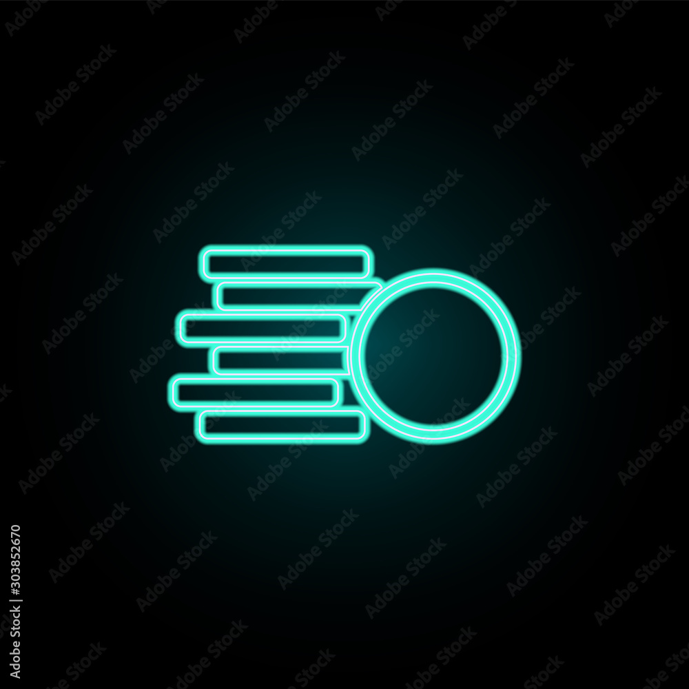 Poster coins neon icon. simple thin line, outline vector of web icons for ui and ux, website or mobile appl