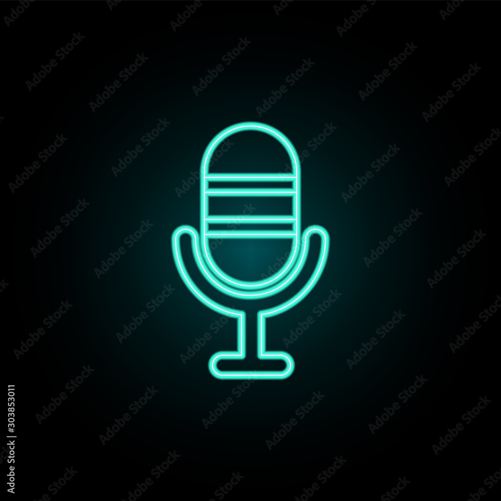 Poster microphone neon icon. simple thin line, outline vector of web icons for ui and ux, website or mobile