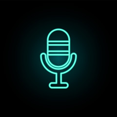 Fototapeta na wymiar Microphone neon icon. Simple thin line, outline vector of web icons for ui and ux, website or mobile application