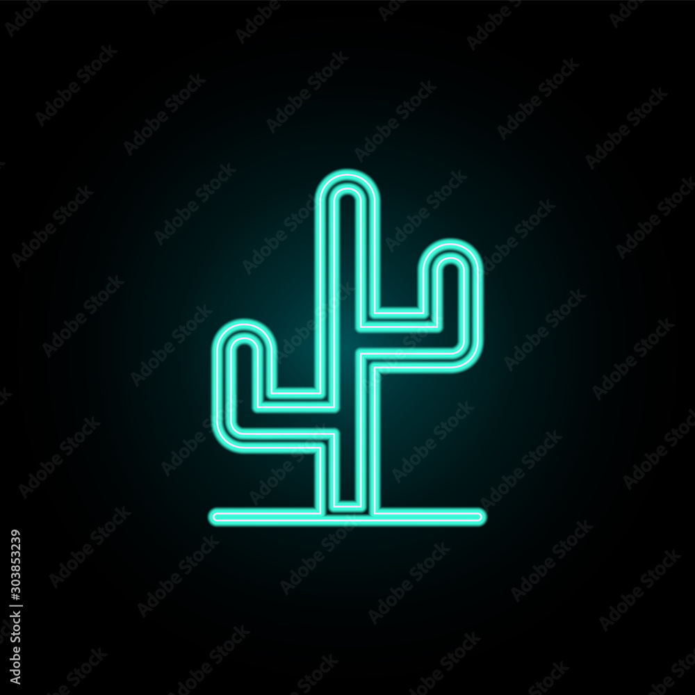 Poster cactus neon icon. simple thin line, outline vector of web icons for ui and ux, website or mobile app