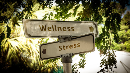 Street Sign to Wellness versus Stress