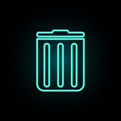 Trash box neon icon. Simple thin line, outline vector of web icons for ui and ux, website or mobile application