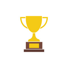 Golden trophy cup isolated on white. Trophy cup icon vector illustration in flat style	