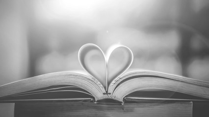 The blurred book that is bewitched with magic, the magic light in the dark, with the bright light...