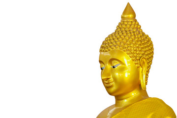 golden buddha statue isolated on white background