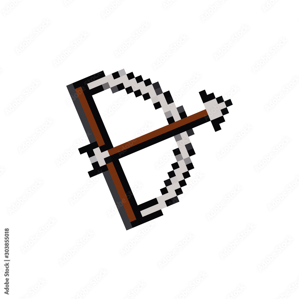 Poster arch and arrow 8 bits pixelated style icon
