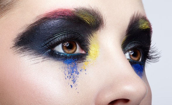 Female Eye With Unusual Artistic Painting Makeup