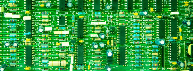 Electronic circuit board background, close up