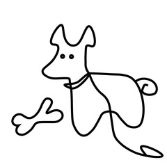 Obraz na płótnie Canvas illustration of dog on a leash with bone isolated on white