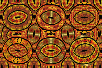 Colorful African fabric, patchwork of patterns