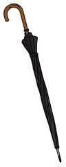 The vectorized hand drawing of a classic black umbrella - 303857887