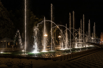 Fototapeta premium Night view of Batumi Boulevard Fountains in Batumi city - the capital of Adjara in Georgia