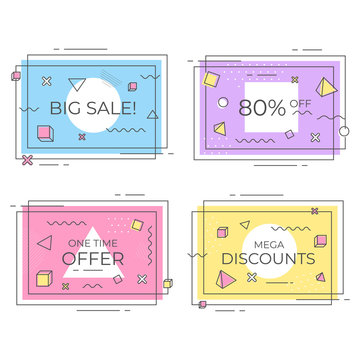 Colorful Memphis Sale Banners Vector.EPS10