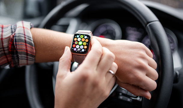 NOVA BANA, SLOVAKIA - NOV 12, 2019: New Apple Watch Series 5