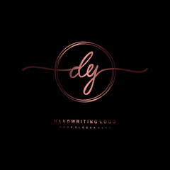 DY Initial handwriting logo design with circle lines dark pink gradation color. handwritten logo for fashion, beauty, team, wedding, luxury logo