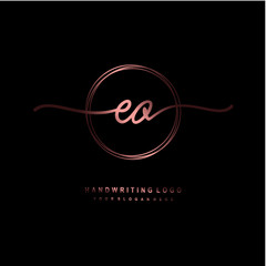 EO Initial handwriting logo design with circle lines dark pink gradation color. handwritten logo for fashion, beauty, team, wedding, luxury logo