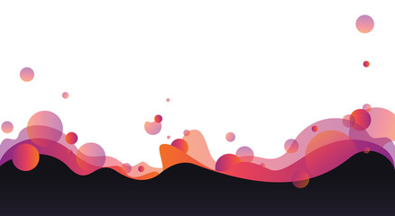 Naklejka premium Gradient shapes composition sphere drops and navy and pink orange gradient waves geometric background