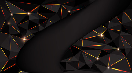 Low poly black dark-grey abstract background