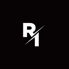 RI Logo Letter Monogram Slash with Modern logo designs template