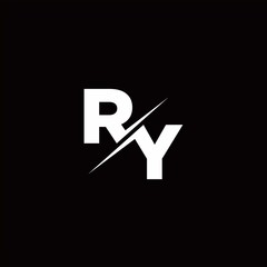 RY Logo Letter Monogram Slash with Modern logo designs template
